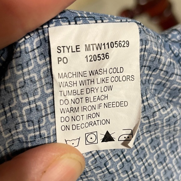 Men's Cinch Blue Geometric Design Button Up Dress Long Sleeve Size Small - Picture 7 of 7